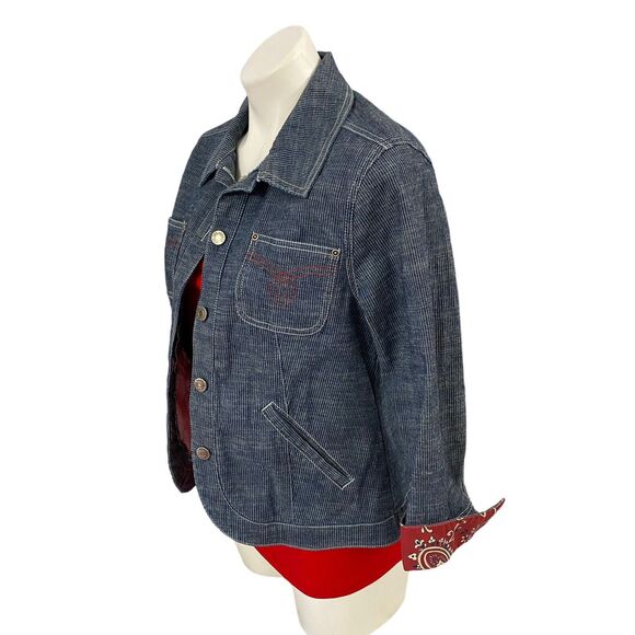 Sag Harbor Sports Jacket Blazer Womens 6P Railroad Blue Flip Cuff Utility - Picture 10 of 16